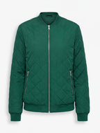Women’s Quilted Bomber Jacket with Zip Front