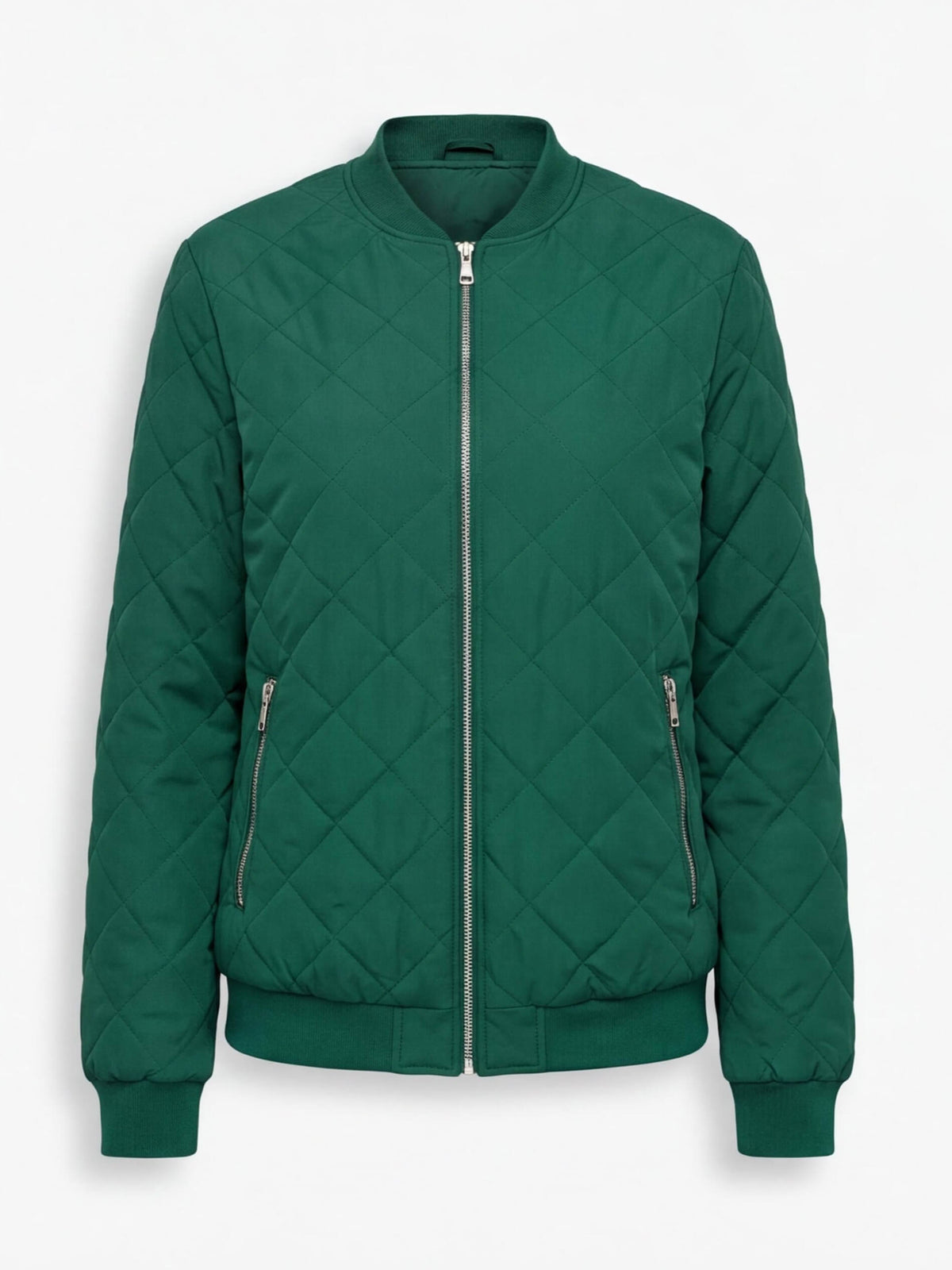 Women’s Quilted Bomber Jacket with Zip Front