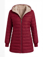 Women’s Quilted Puffer Jacket with Hooded Trim