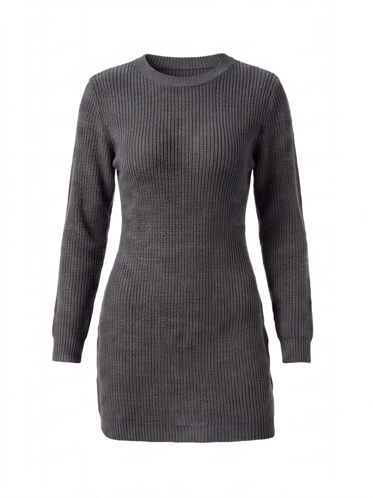 Women’s Ribbed Knit Mini Dress with Long Sleeves