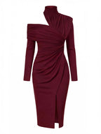 Women’s Asymmetric Off-Shoulder Draped Midi Dress