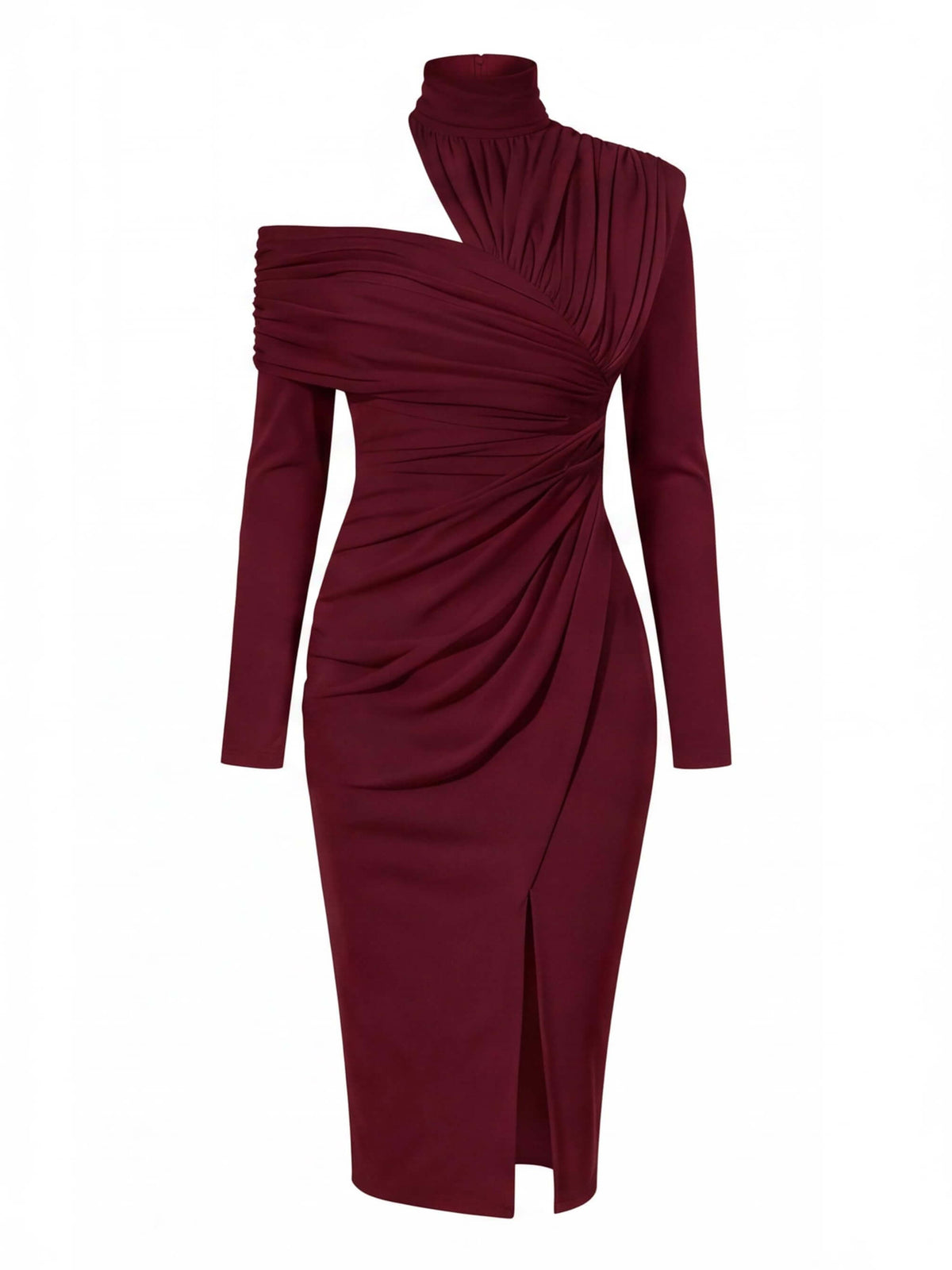 Women’s Asymmetric Off-Shoulder Draped Midi Dress