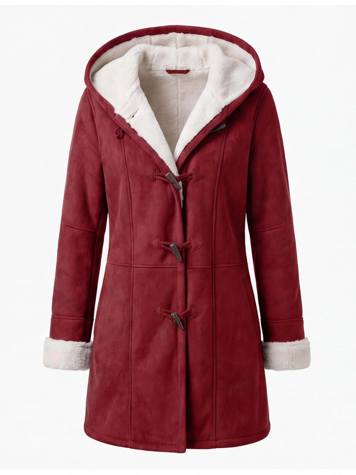 Women’s Hooded Toggle-Front Faux Shearling Coat