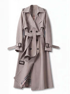 Women’s Belted Double-Breasted Trench Coat with Buckle Cuffs