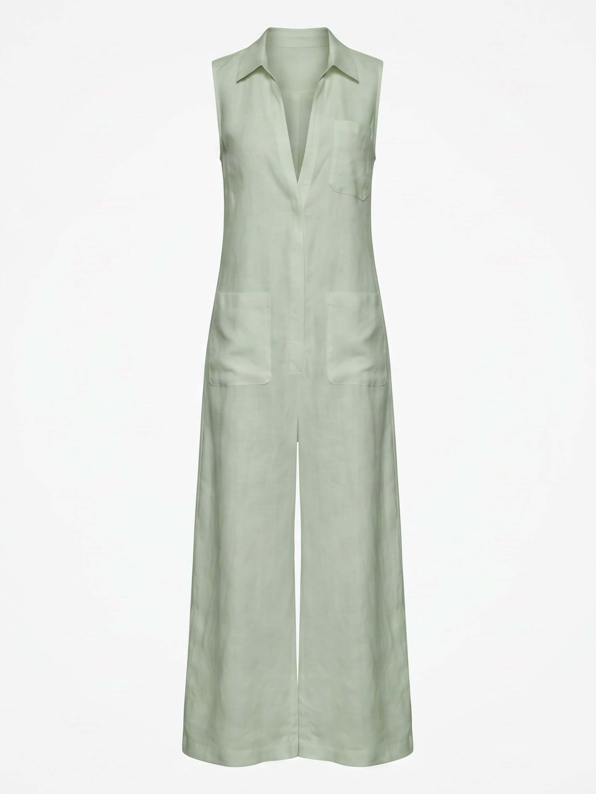 Women’s Sleeveless Collared Wide-Leg Jumpsuit