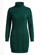 Women’s Cable Knit Turtleneck Mini Dress