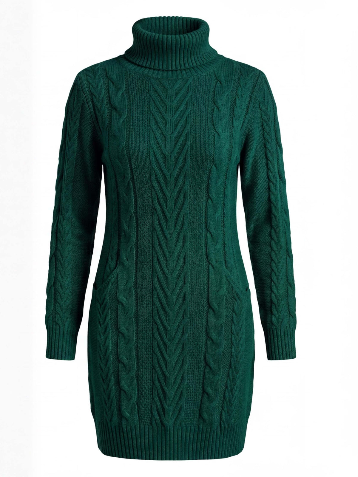 Women’s Cable Knit Turtleneck Mini Dress