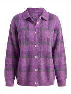Women’s Checked Button-Up Knit Cardigan