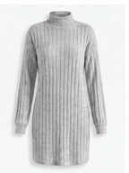 Women’s Ribbed Knit Turtleneck Mini Dress
