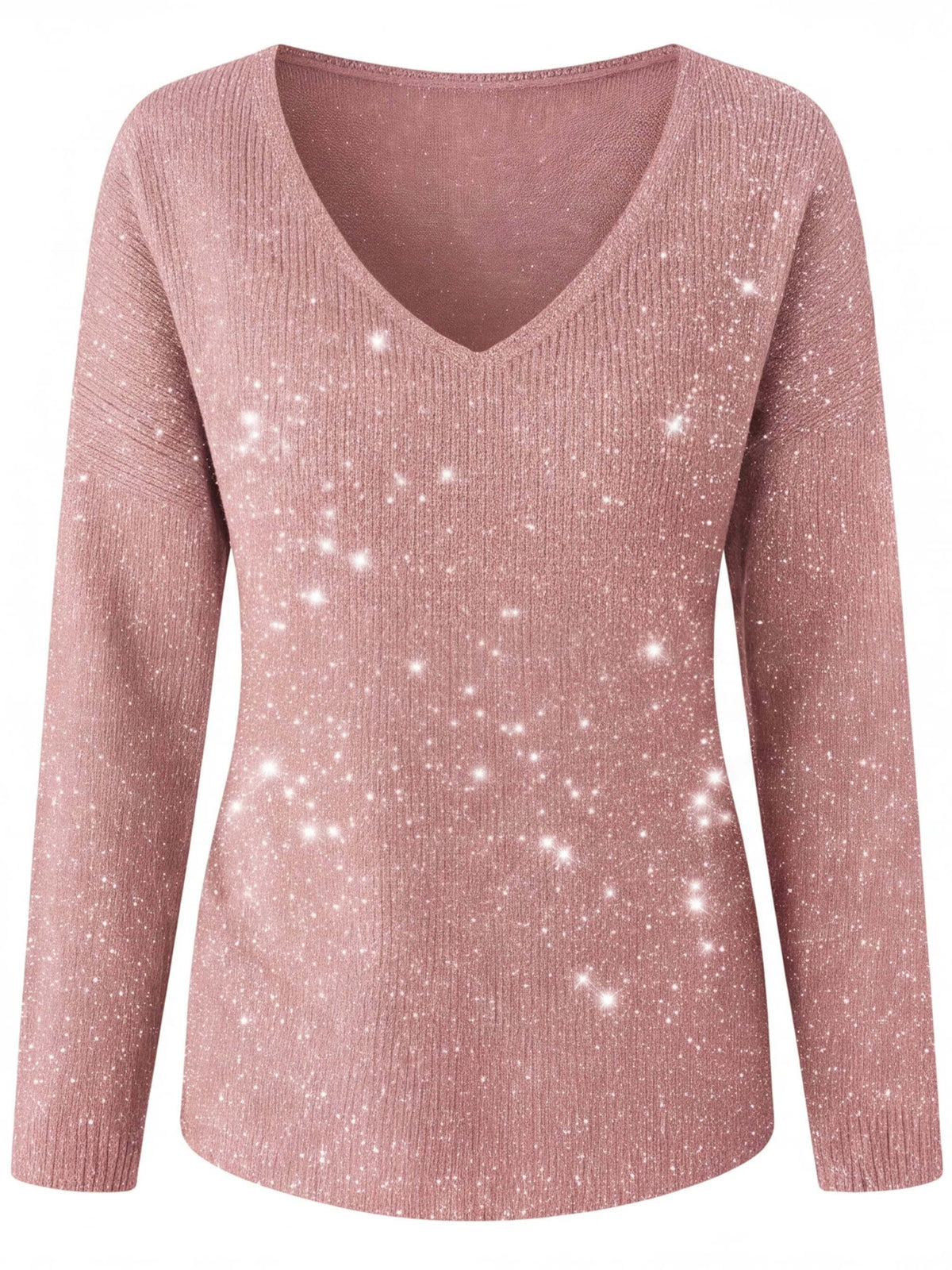 Women’s Sparkle V-Neck Long-Sleeve Statement Top