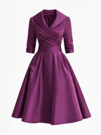 Women’s Wrap Midi Dress with Flared Skirt