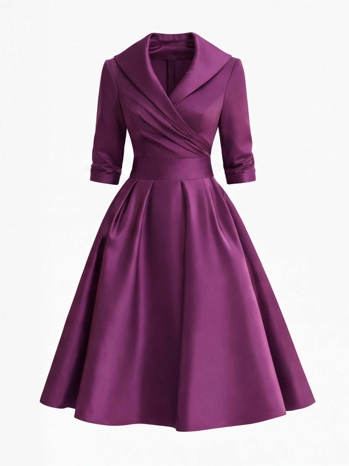 Women’s Wrap Midi Dress with Flared Skirt