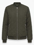 Women’s Quilted Bomber Jacket with Zip Front