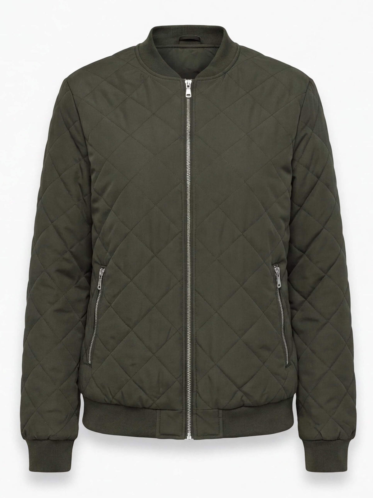 Women’s Quilted Bomber Jacket with Zip Front