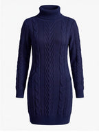 Women’s Cable Knit Turtleneck Mini Dress