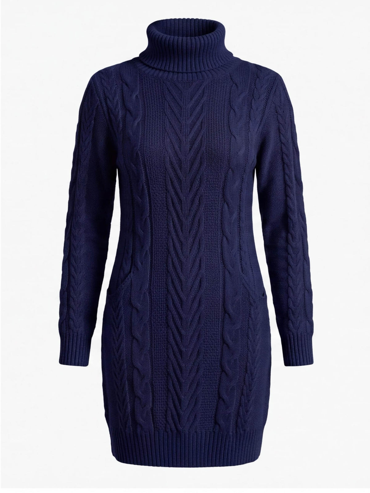 Women’s Cable Knit Turtleneck Mini Dress