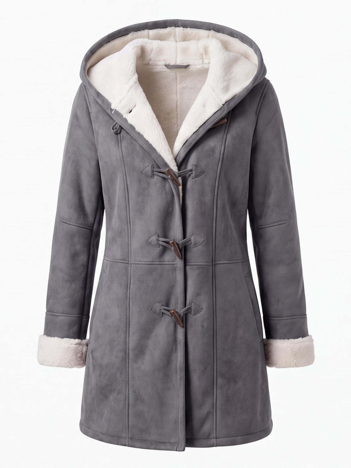 Women’s Hooded Toggle-Front Faux Shearling Coat