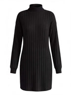 Women’s Ribbed Knit Turtleneck Mini Dress