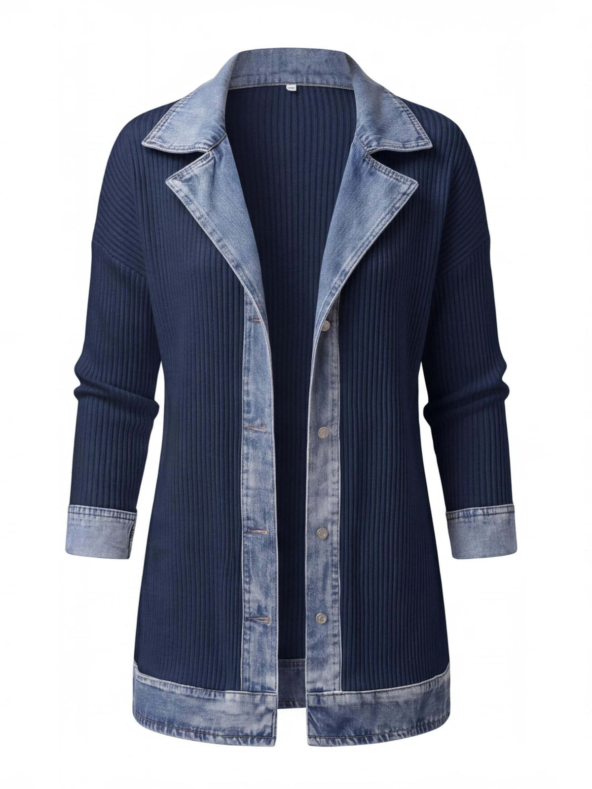 Women’s Denim Trim Button-Up Cardigan