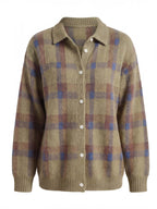 Women’s Checked Button-Up Knit Cardigan