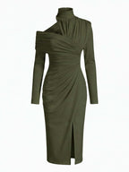 Women’s Asymmetric Off-Shoulder Draped Midi Dress