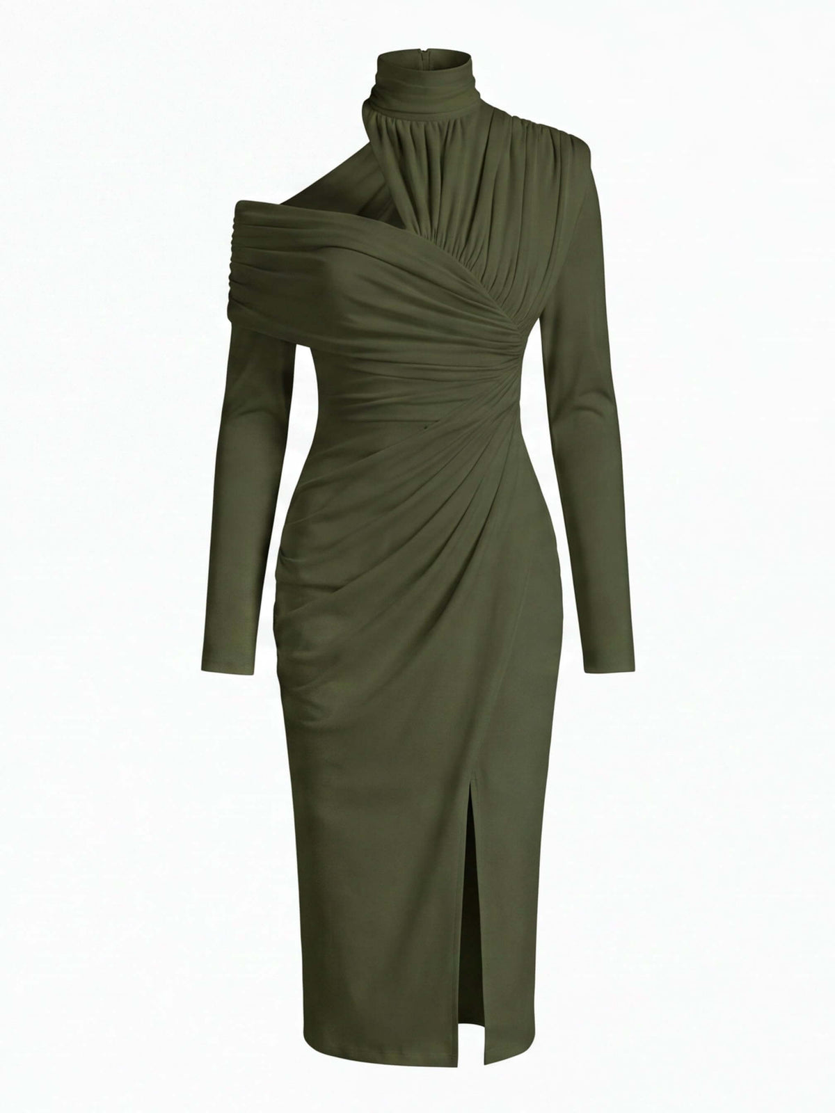 Women’s Asymmetric Off-Shoulder Draped Midi Dress