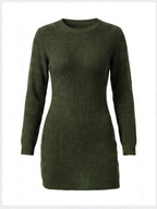 Women’s Ribbed Knit Mini Dress with Long Sleeves