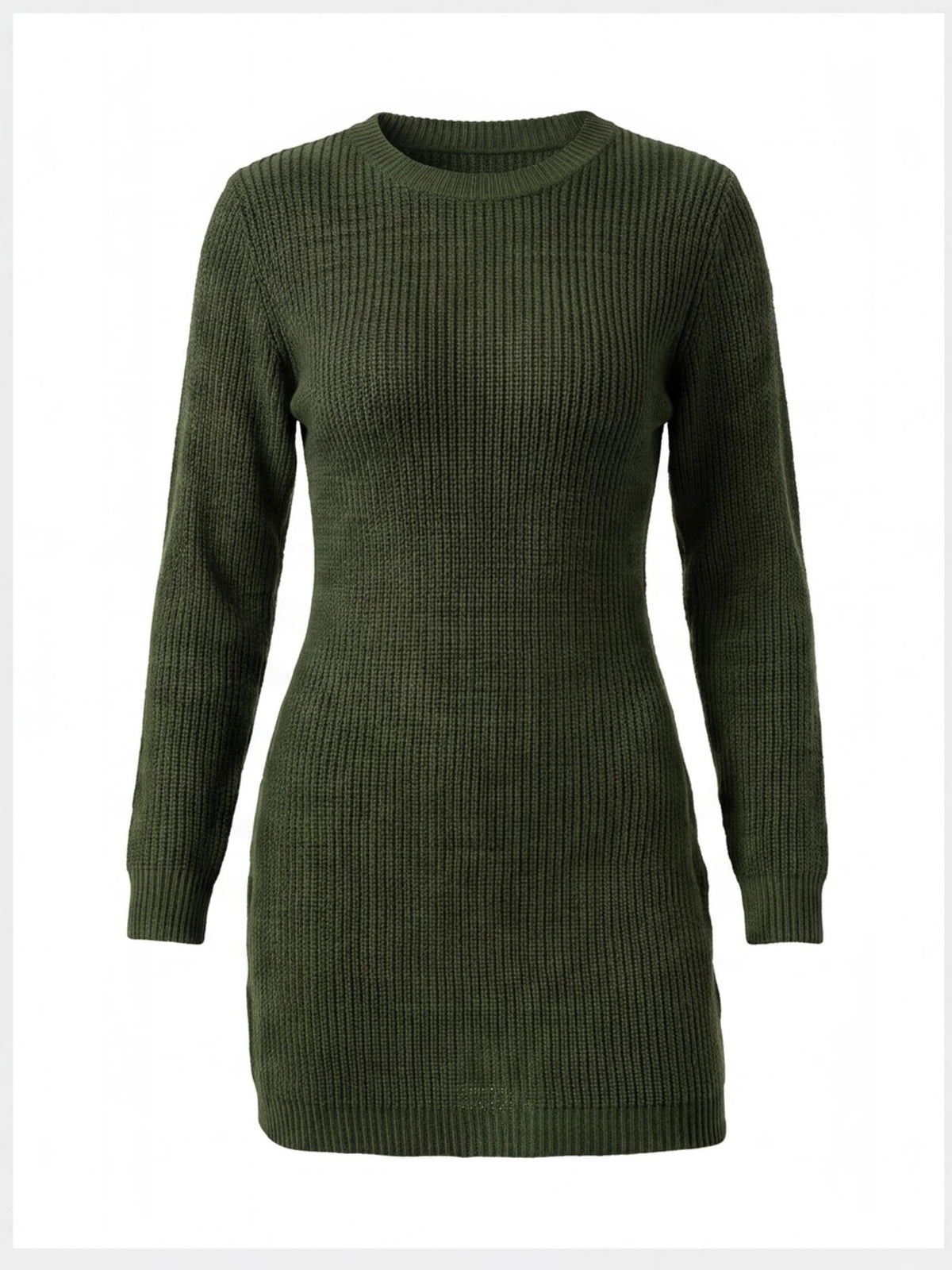 Women’s Ribbed Knit Mini Dress with Long Sleeves