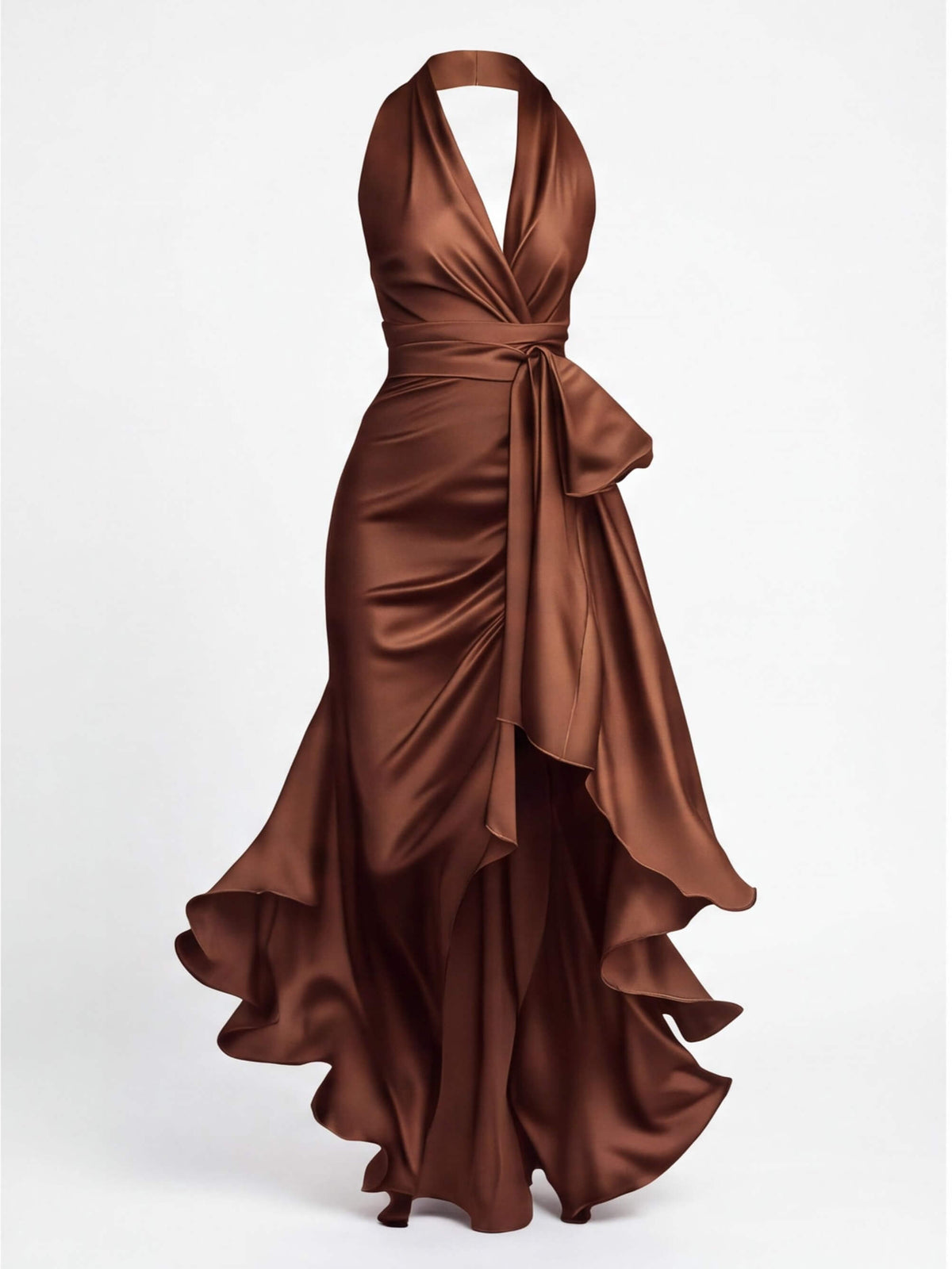 Women’s Halter Wrap Maxi Evening Dress