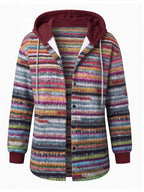 Women’s Hooded Plaid Button-Up Jacket