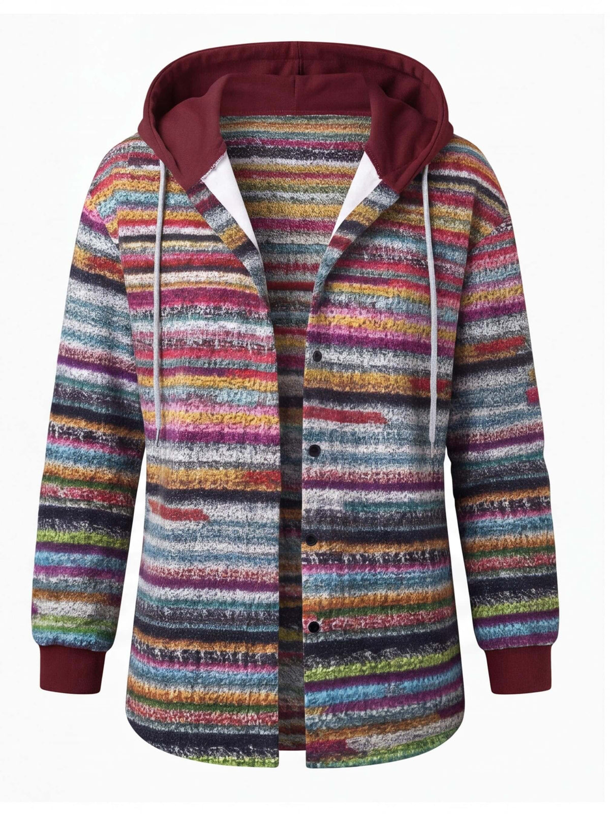 Women’s Hooded Plaid Button-Up Jacket
