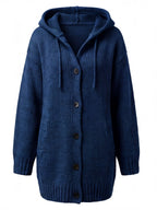 Women’s Chunky Knit Hooded Button-Up Cardigan