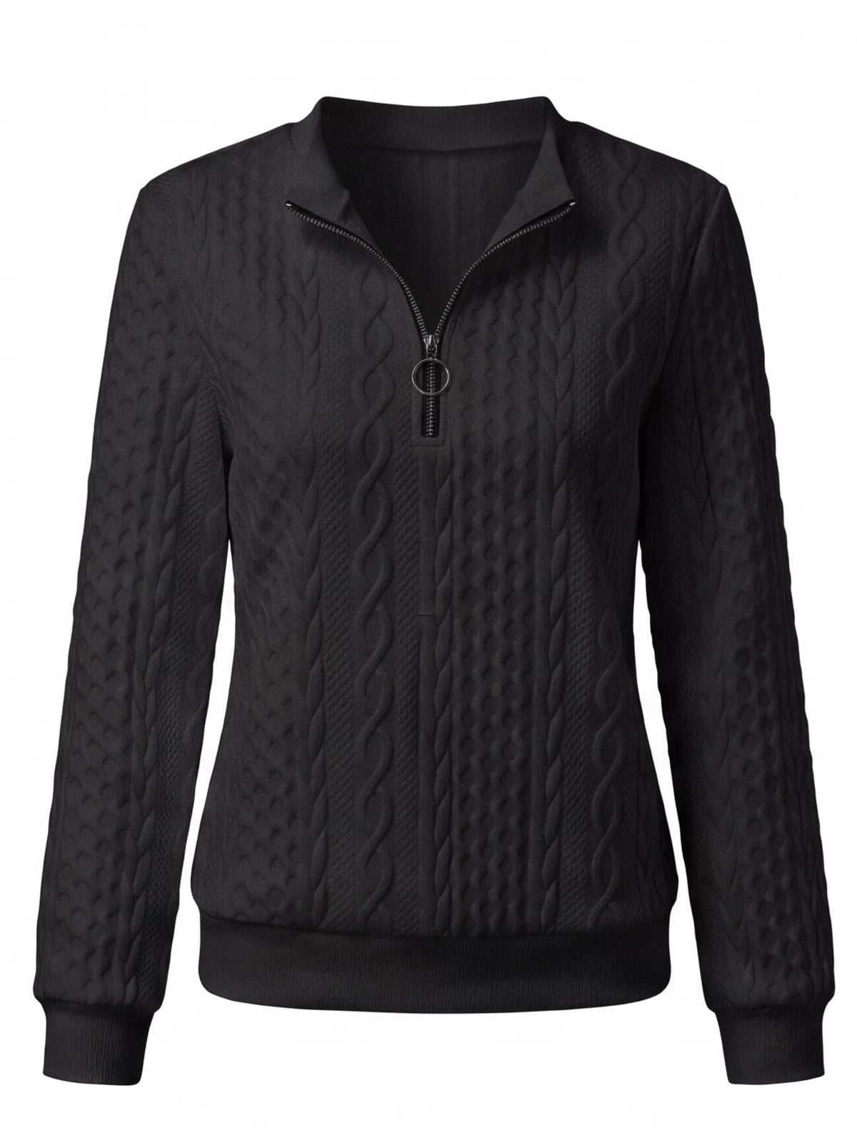 Women’s Textured Cable-Knit Half-Zip Sweatshirt