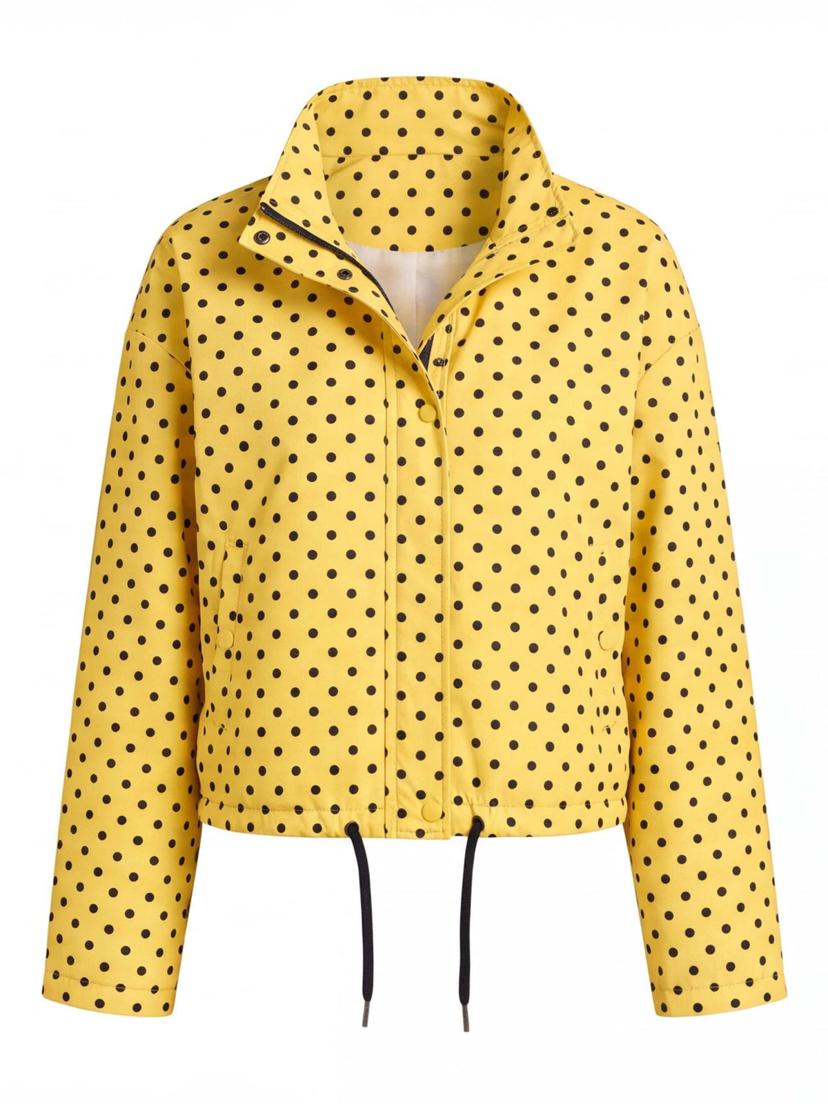 Women’s Polka Dot Drawstring Jacket with High Collar