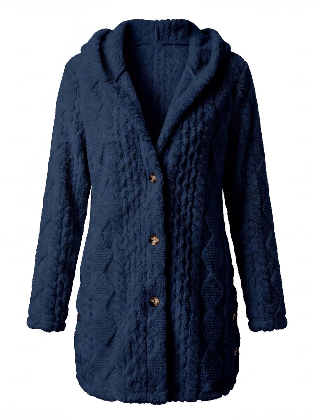 Women’s Textured Faux Fur Button Jacket