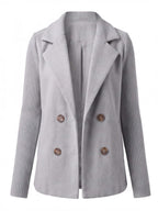Women’s Double-Breasted Knit Sleeve Blazer