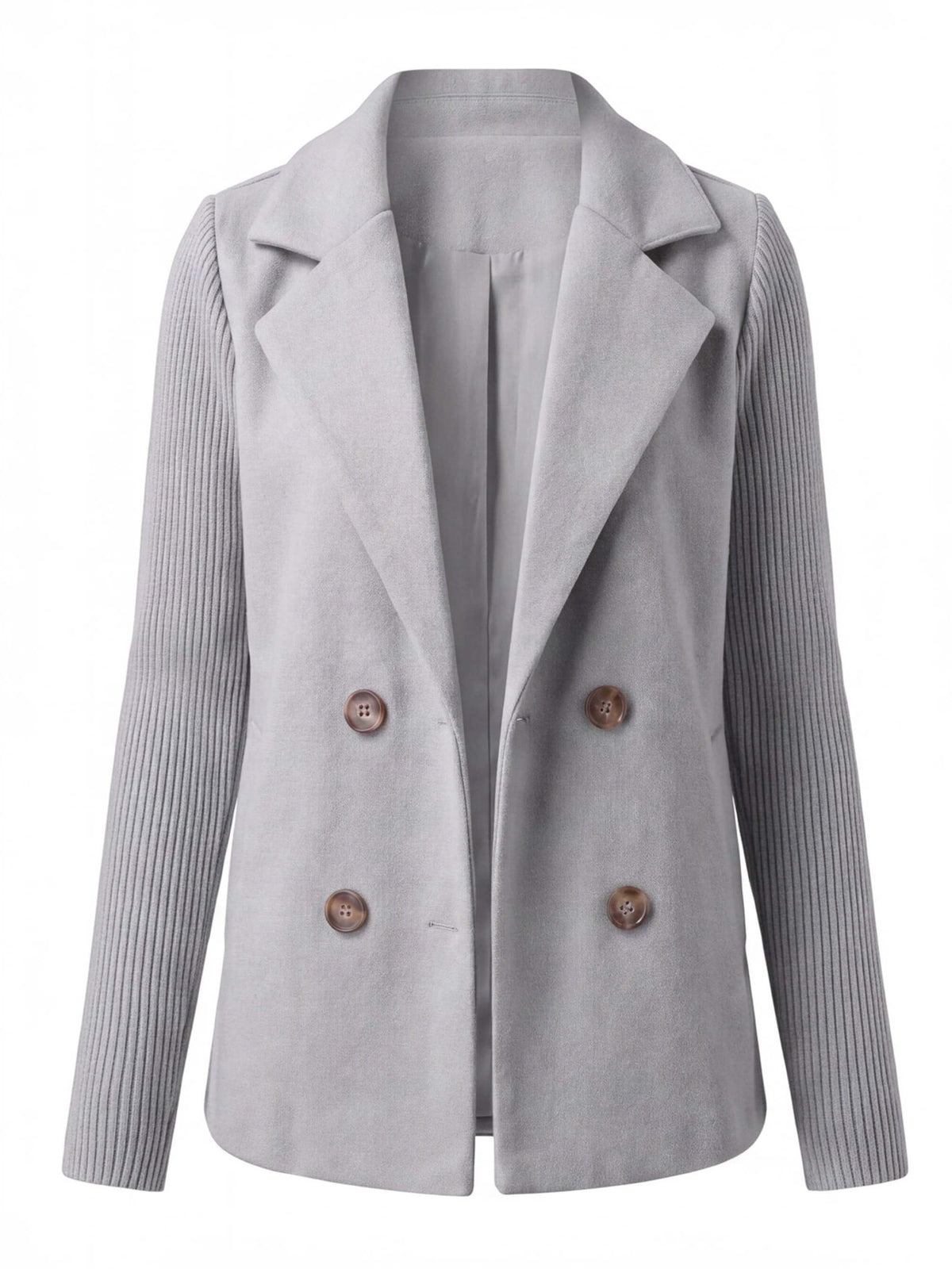 Women’s Double-Breasted Knit Sleeve Blazer