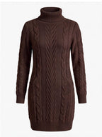 Women’s Cable Knit Turtleneck Mini Dress