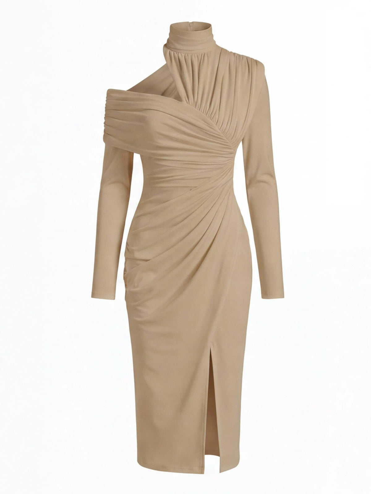 Women’s Asymmetric Off-Shoulder Draped Midi Dress