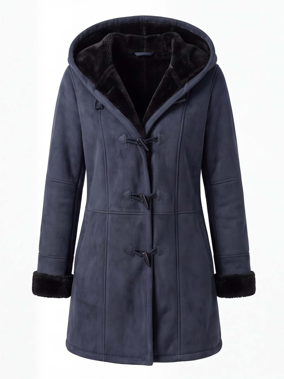 Women’s Hooded Toggle-Front Faux Shearling Coat