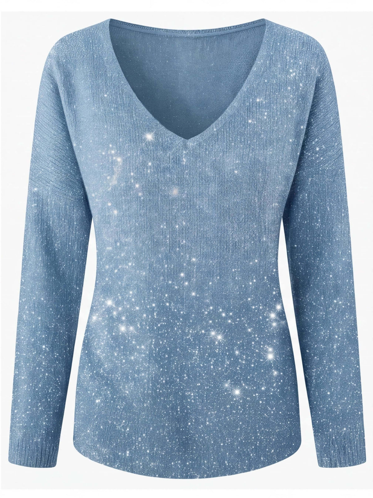 Women’s Sparkle V-Neck Long-Sleeve Statement Top