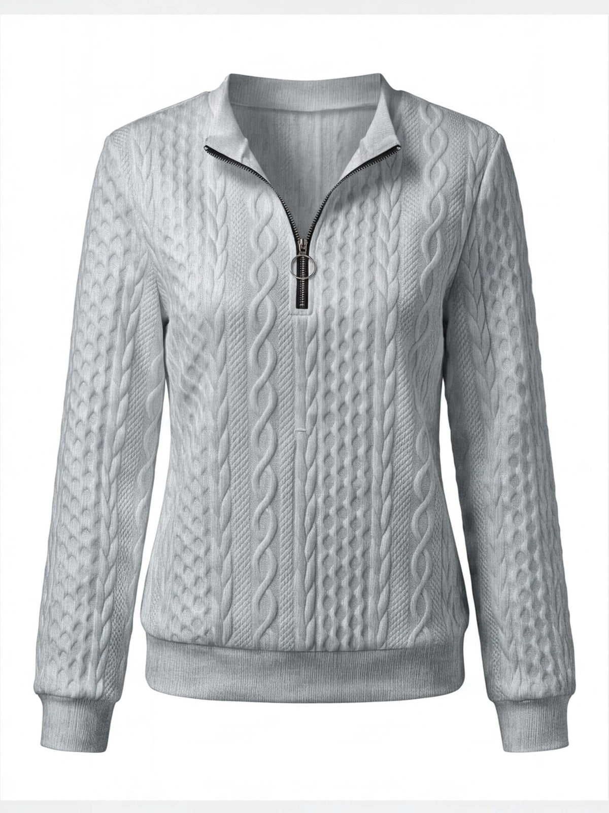 Women’s Textured Cable-Knit Half-Zip Sweatshirt