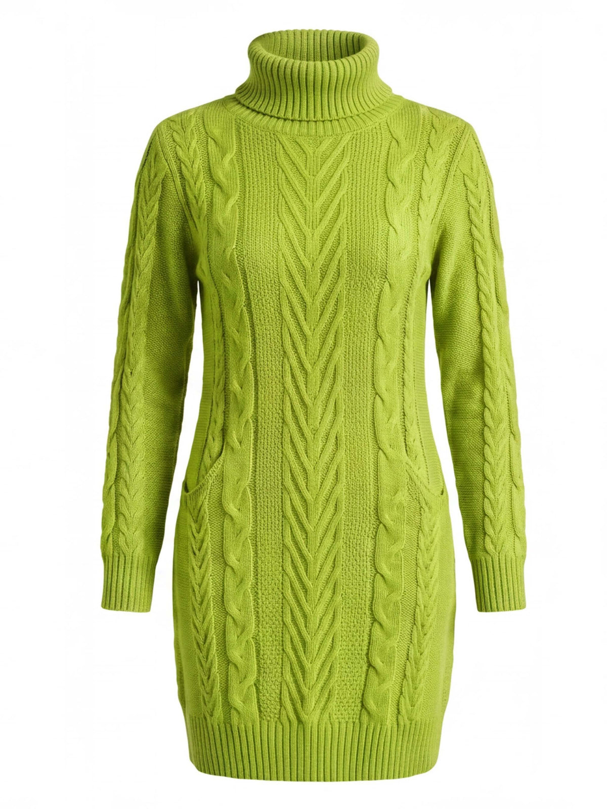 Women’s Cable Knit Turtleneck Mini Dress