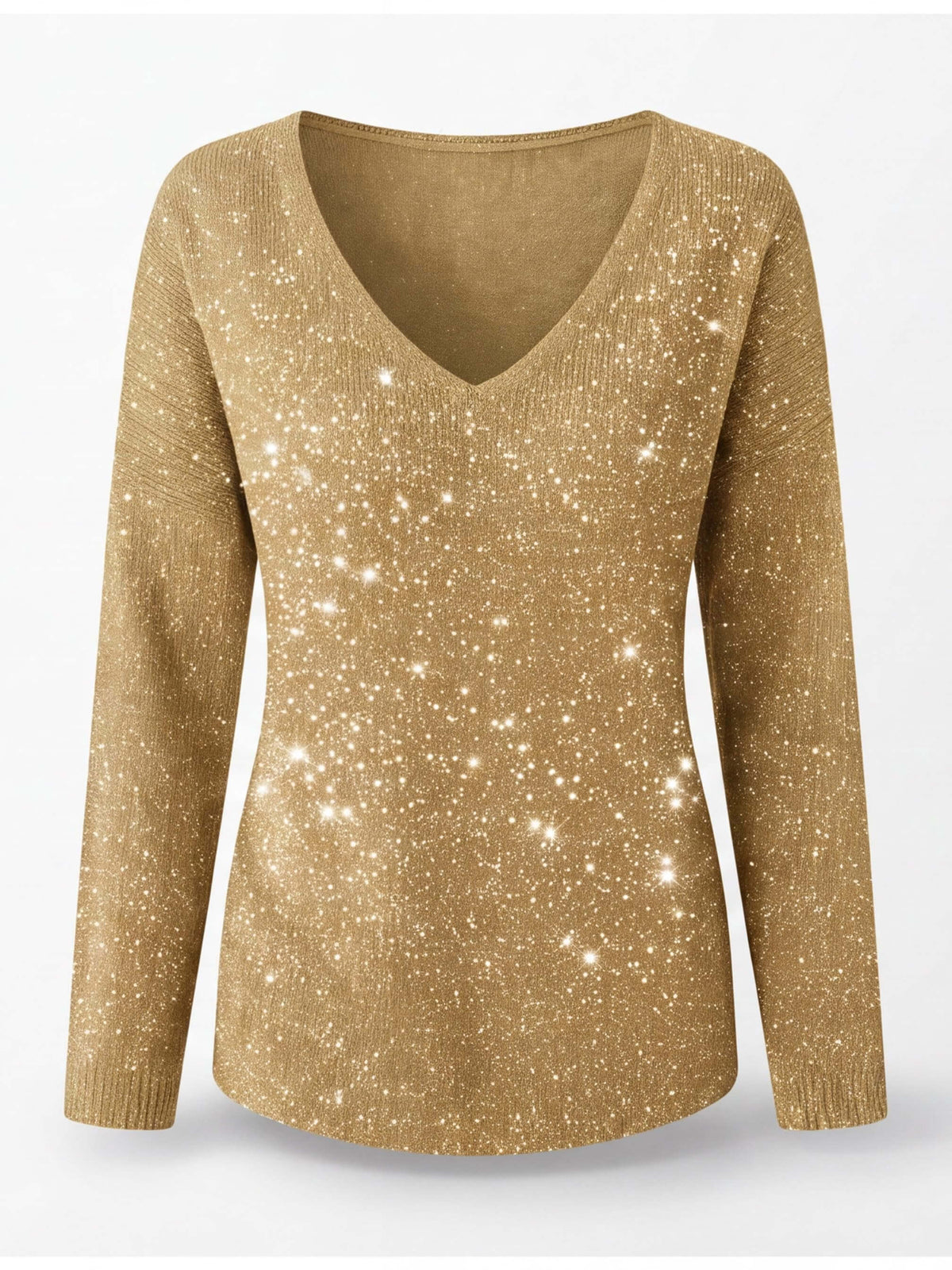 Women’s Sparkle V-Neck Long-Sleeve Statement Top