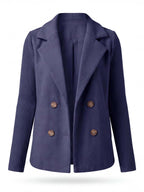 Women’s Double-Breasted Knit Sleeve Blazer