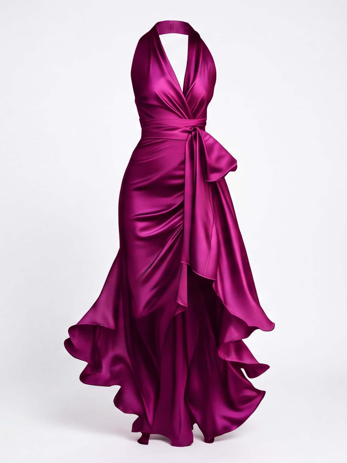 Women’s Halter Wrap Maxi Evening Dress