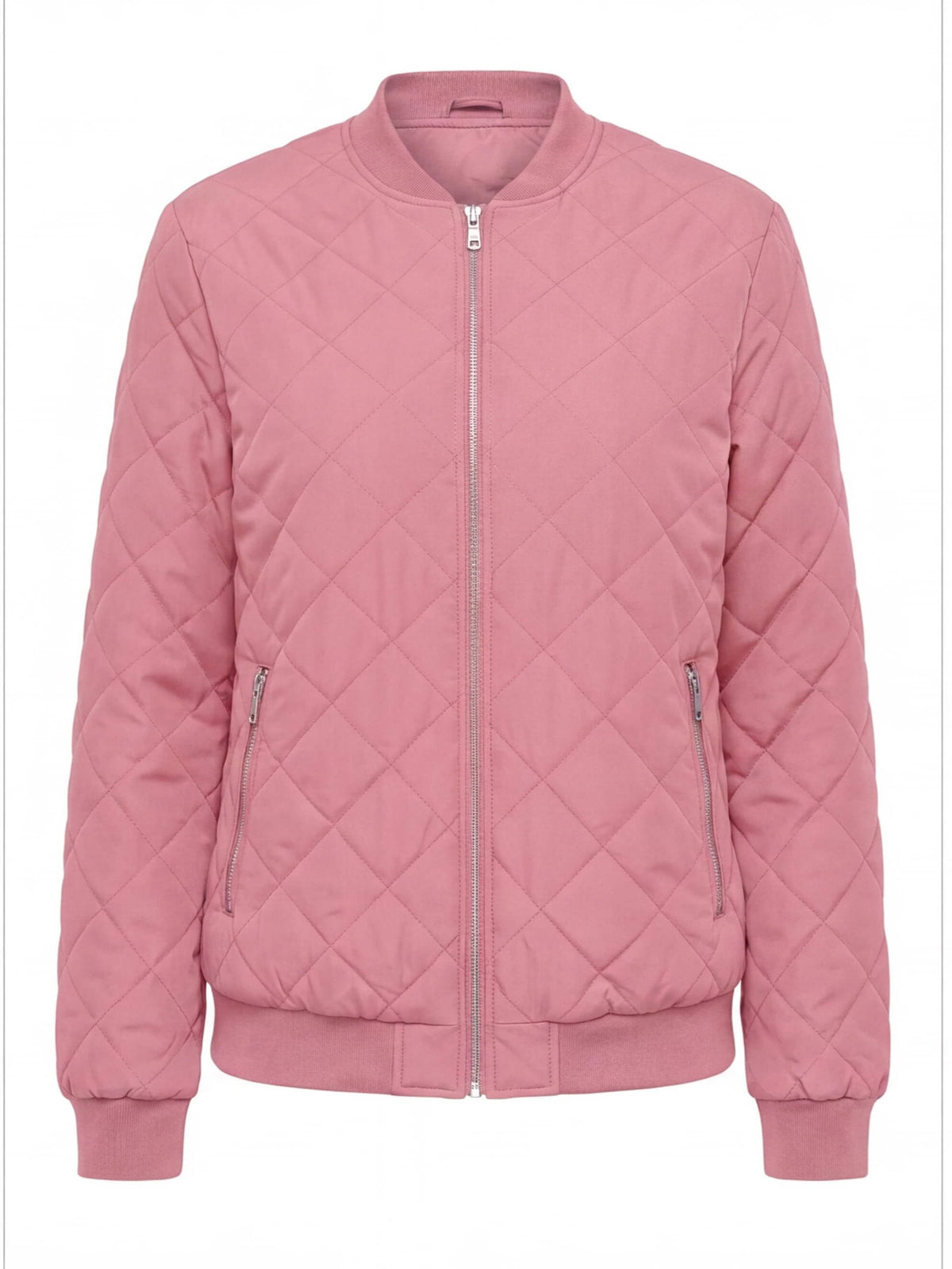 Women’s Quilted Bomber Jacket with Zip Front