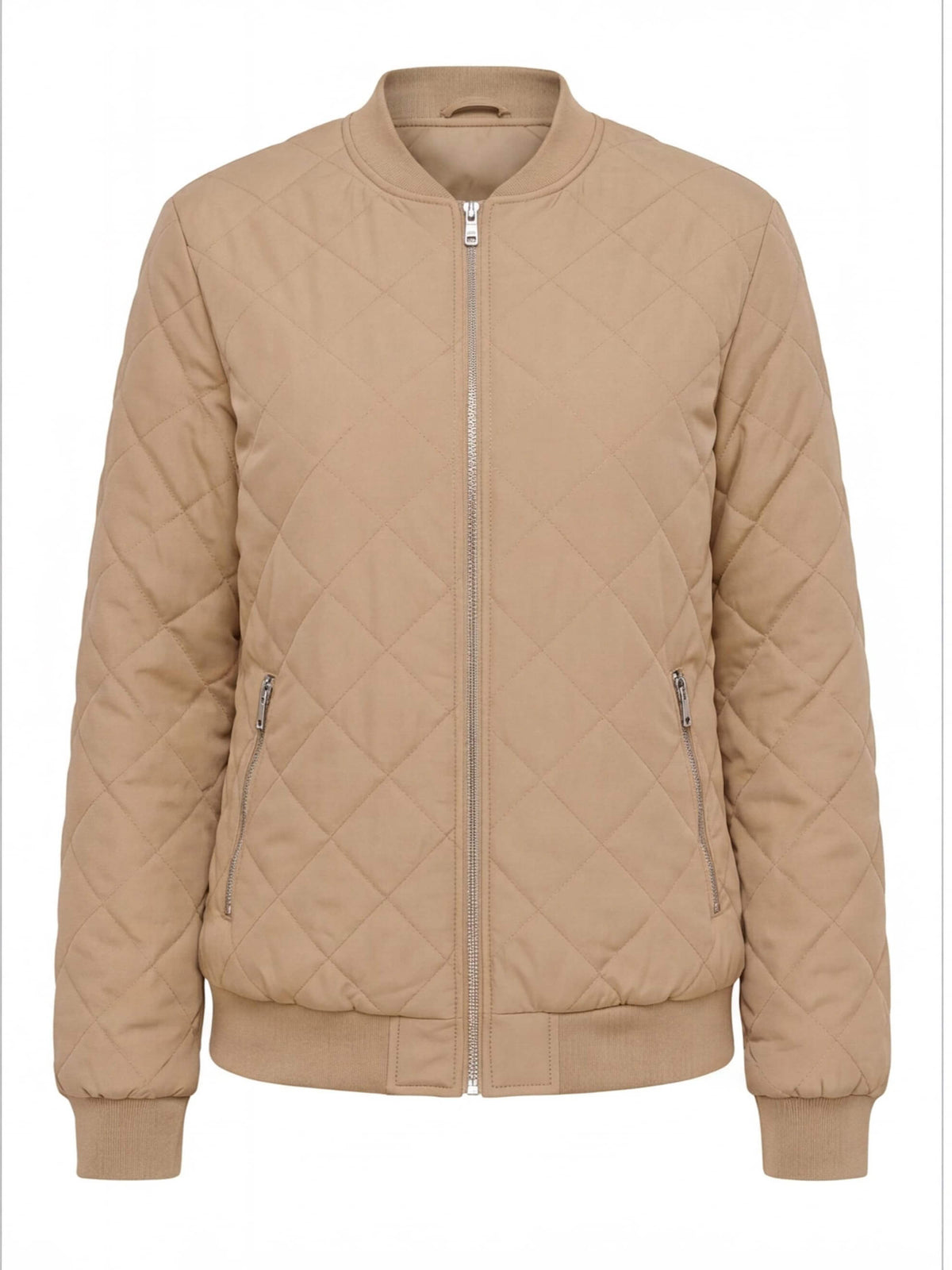 Women’s Quilted Bomber Jacket with Zip Front