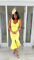 Amara Fishtail Bandage Dress – Yellow