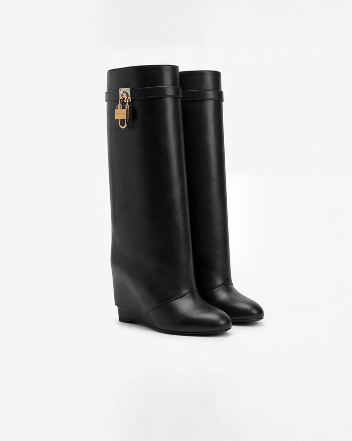 Women’s Decorative Zip Hardware Knee-High Boots